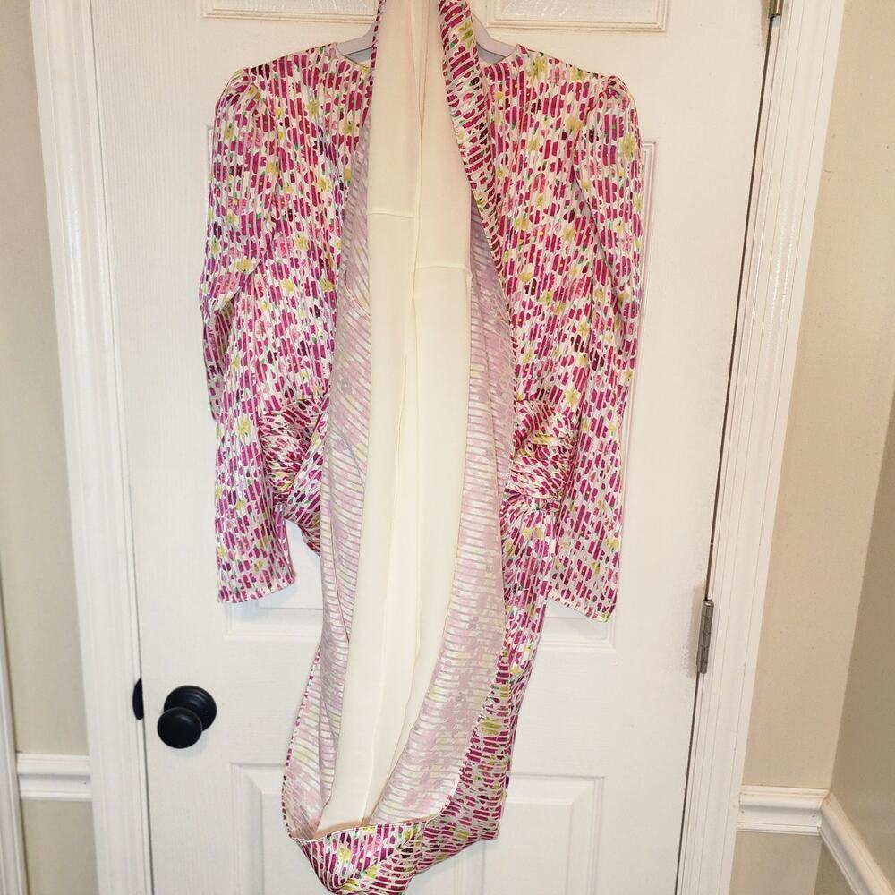 Kate Spade New York Women's 14 Marker Pink Yellow White Floral Devore Dress - Picture 6 of 7